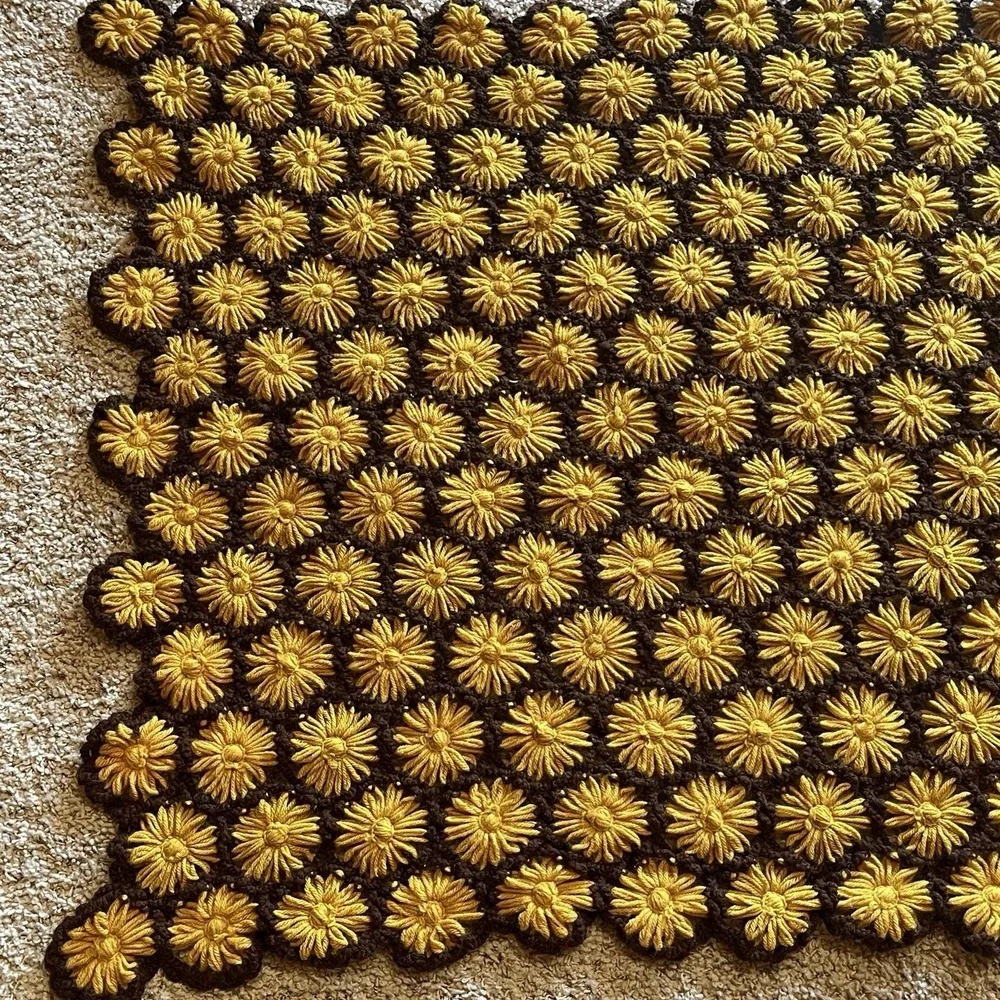 Vintage 70s Crochet Throw 56